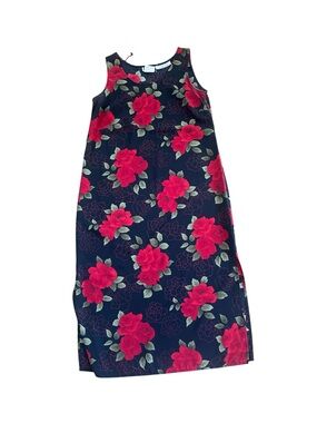 Women’s size 10p r&k Floral Sleeveless A-Line Dress with redRoses